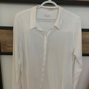 Eileen Fisher Stretch White Button Down Shirt
